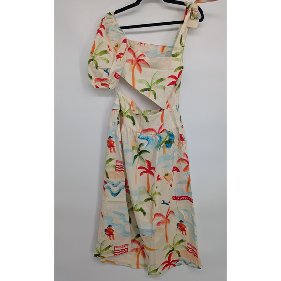 NWT Farm Rio Copacabana Linen Blend Cutout Midi Dress size S #1F460 - Picture 7 of 13